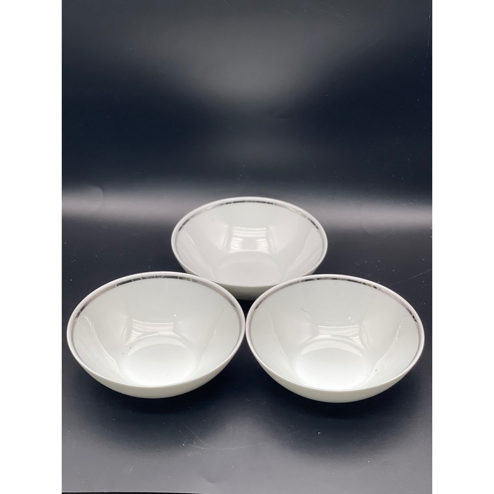 Johann Haviland Fruit Dessert Bowls Set of 3 White China Silver Trim Bavaria